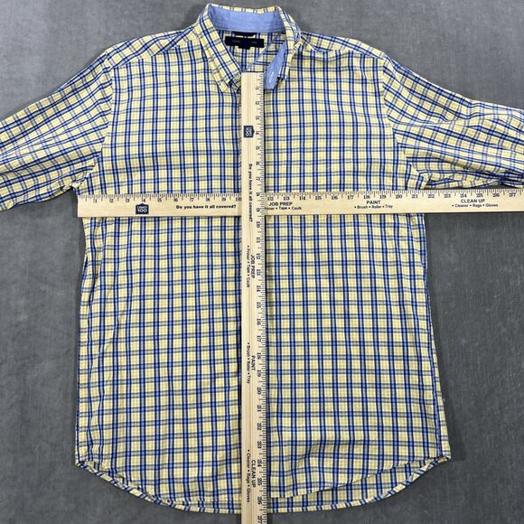Tommy Hilfiger Men's Medium Yellow Plaid‎ Button Down Shirt - Picture 5 of 7